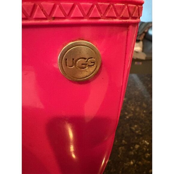 UGG Women's Pink Rain Boots Size 10 Pull On Fall Weather New - Picture 3 of 11